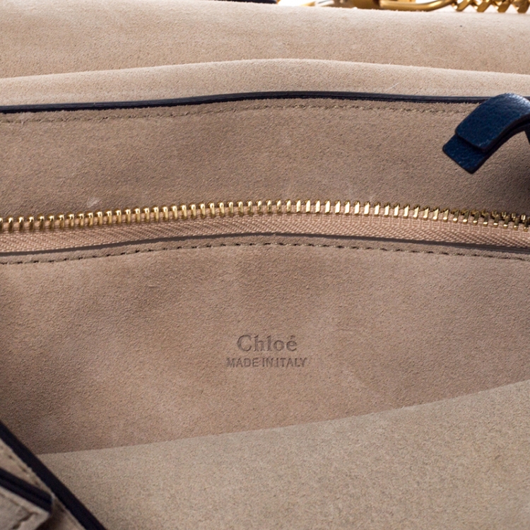 Pre Owned Chloe Blue Leather and Suede Faye Shoulder Bag