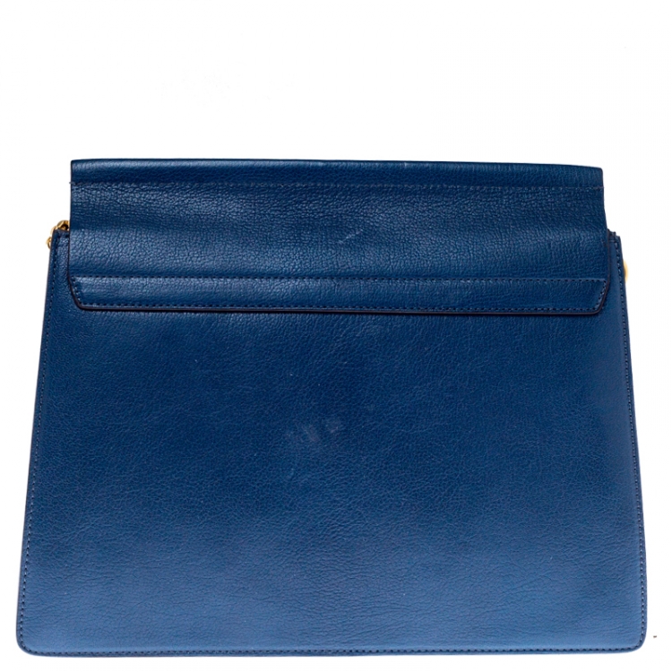 Pre Owned Chloe Blue Leather and Suede Faye Shoulder Bag
