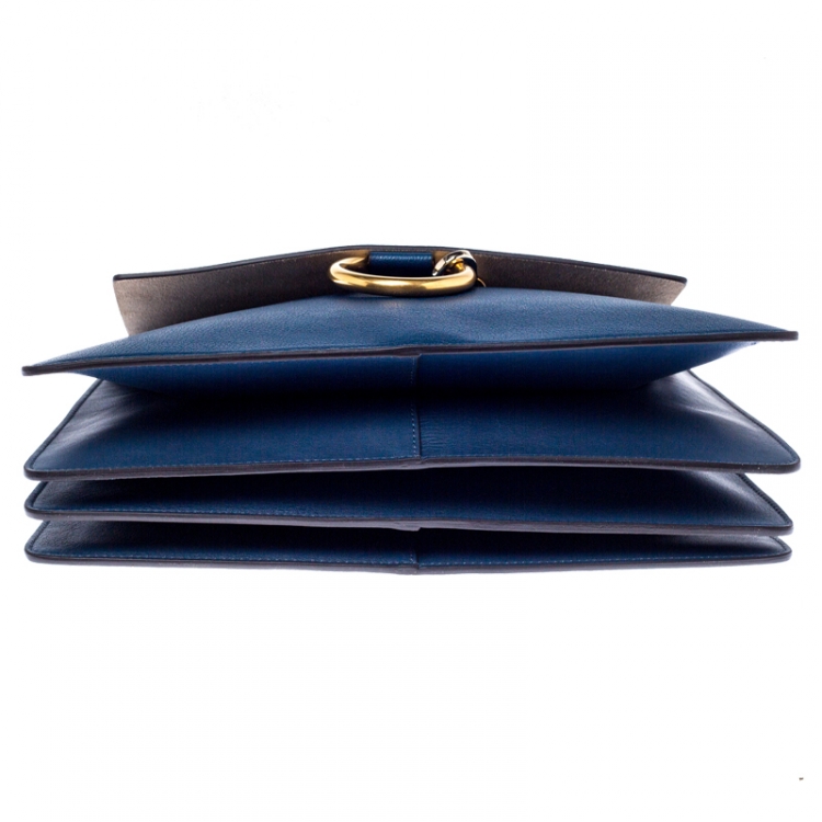 Pre Owned Chloe Blue Leather and Suede Faye Shoulder Bag