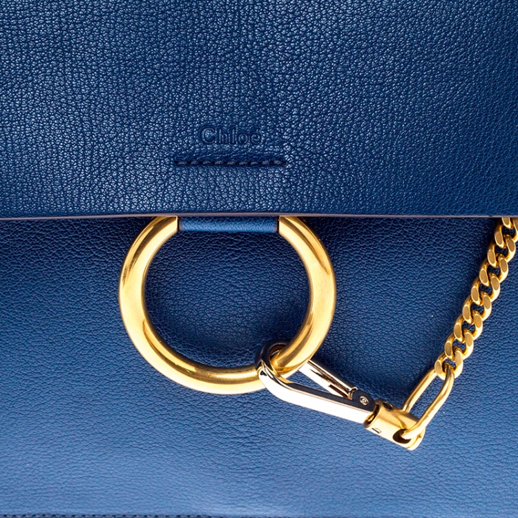 Pre Owned Chloe Blue Leather and Suede Faye Shoulder Bag