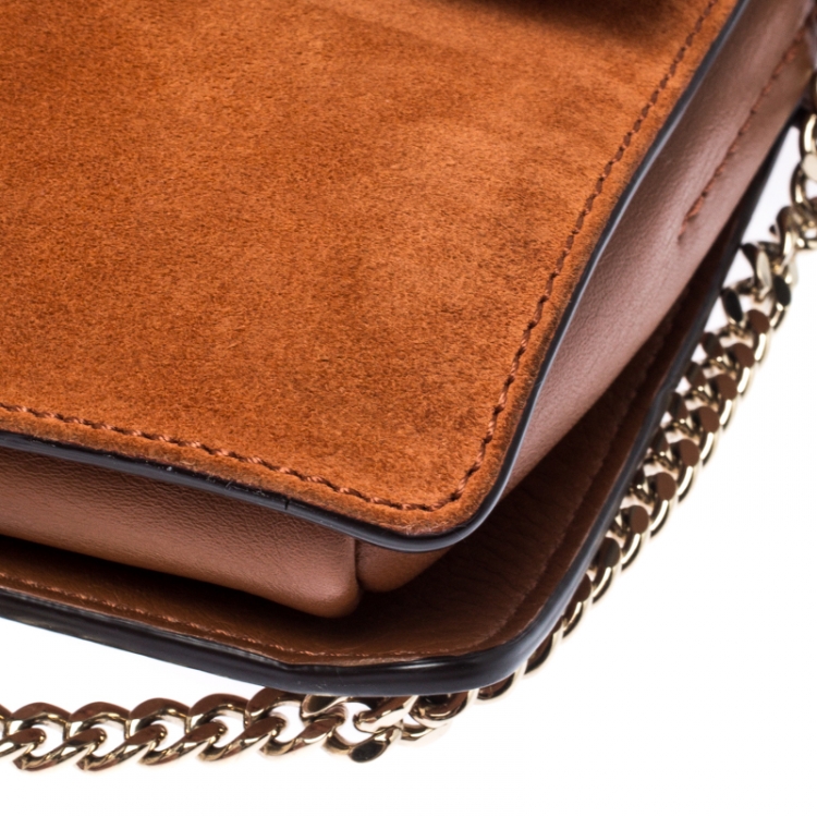 Pre Owned Chloe Brown/Beige Suede, Leather and Python Small Faye Shoulder Bag