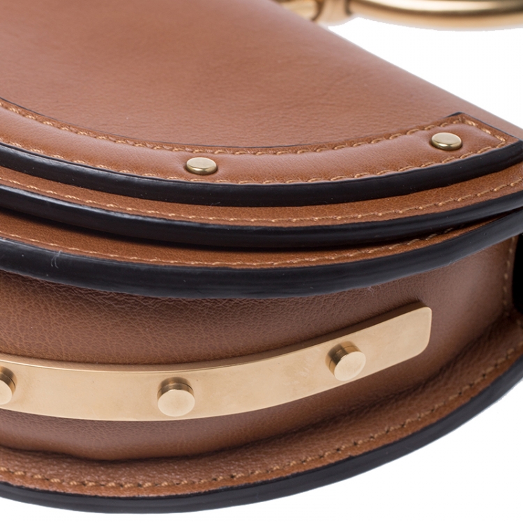 Pre Owned Chloe Tan Leather Small Nile Bracelet Minaudiere Crossbody Bag 