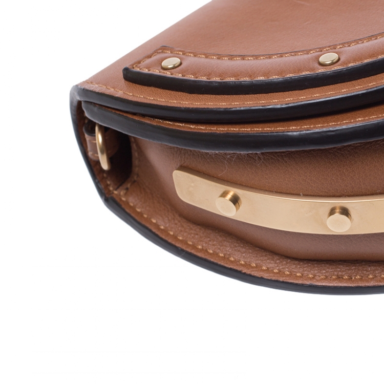 Pre Owned Chloe Tan Leather Small Nile Bracelet Minaudiere Crossbody Bag 