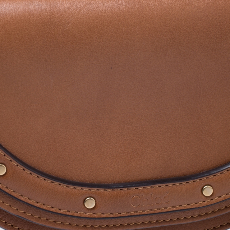 Pre Owned Chloe Tan Leather Small Nile Bracelet Minaudiere Crossbody Bag 