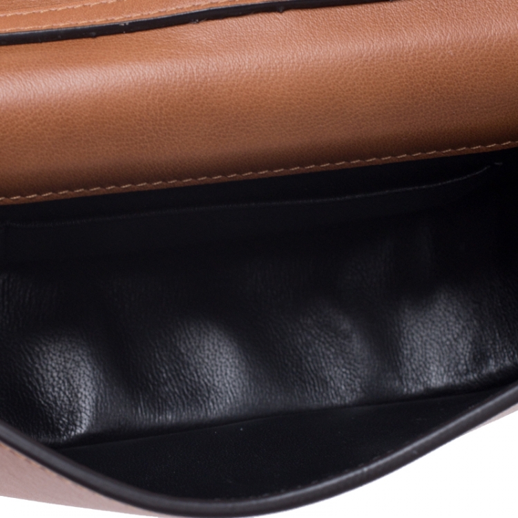 Pre Owned Chloe Tan Leather Small Nile Bracelet Minaudiere Crossbody Bag 