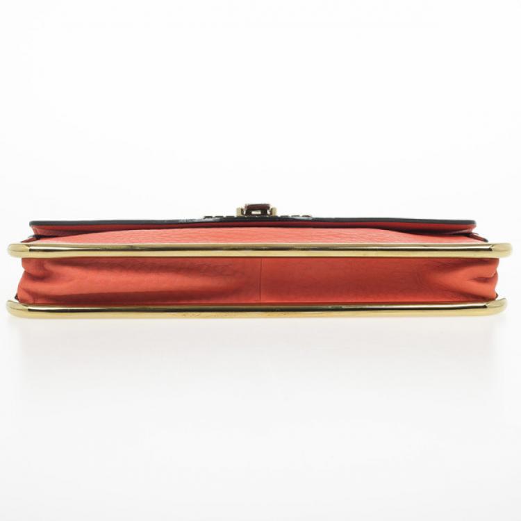 Pre Owned Chloe Textured and Patent Leather Sally Clutch