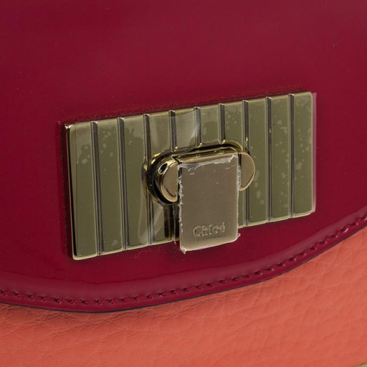 Pre Owned Chloe Textured and Patent Leather Sally Clutch