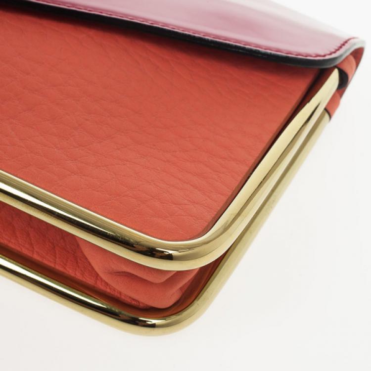 Pre Owned Chloe Textured and Patent Leather Sally Clutch