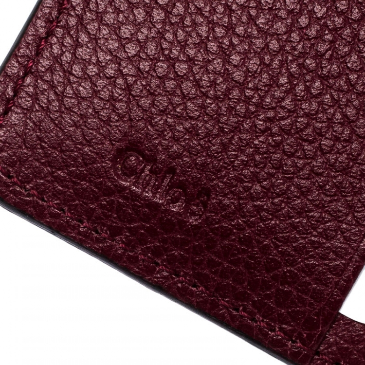 Pre Owned Chloe Burgundy Quilted Leather Compact Drew Wallet