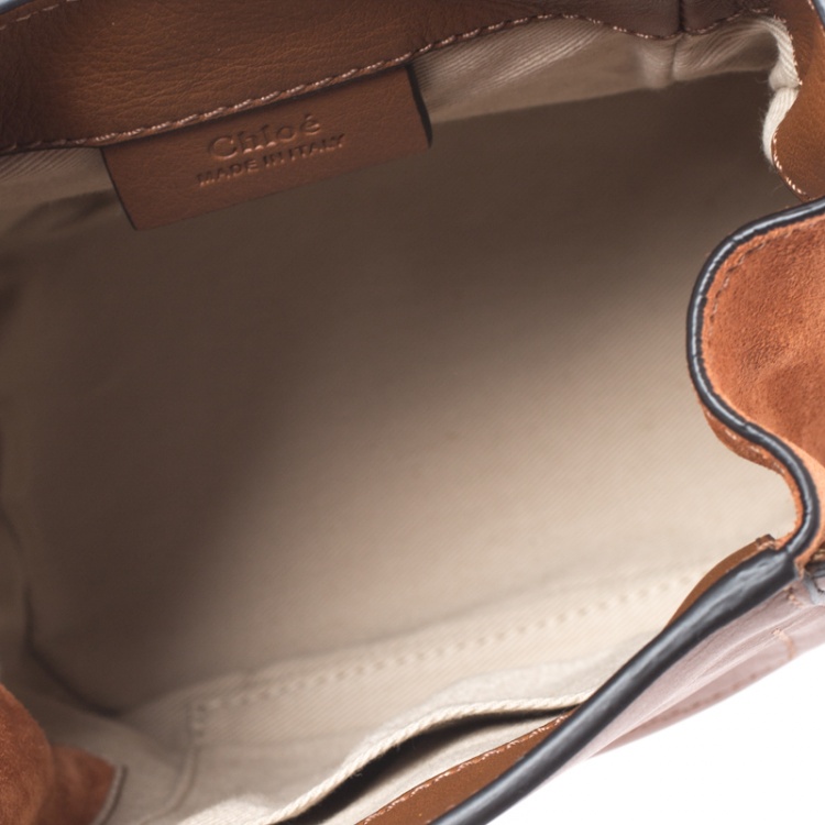 Pre Owned Chloe Tan/Orange Leather and Suede Faye Backpack