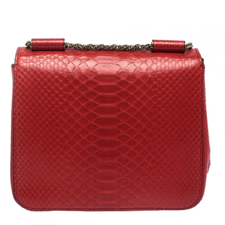 Pre Owned Chloe Red Python Small Elsie Shoulder Bag
