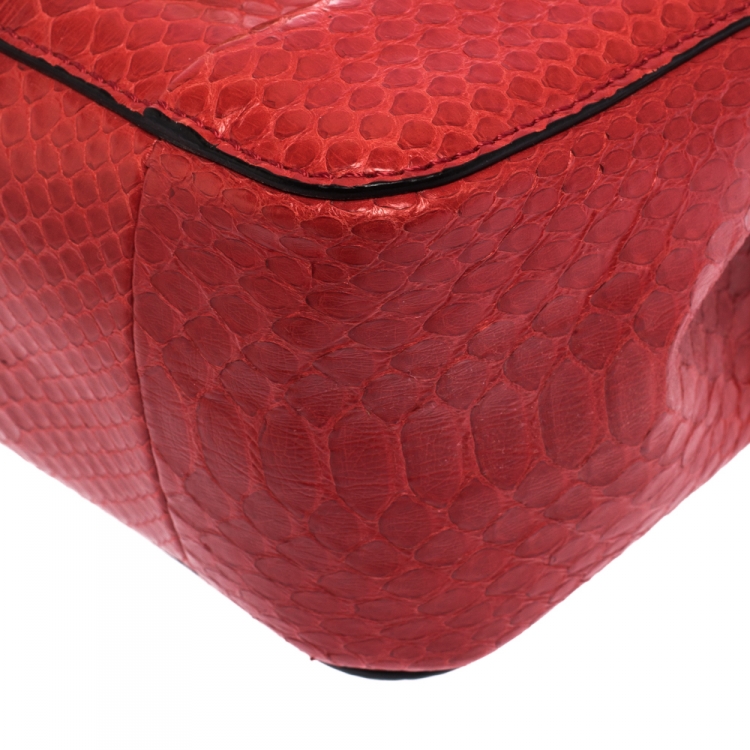 Pre Owned Chloe Red Python Small Elsie Shoulder Bag