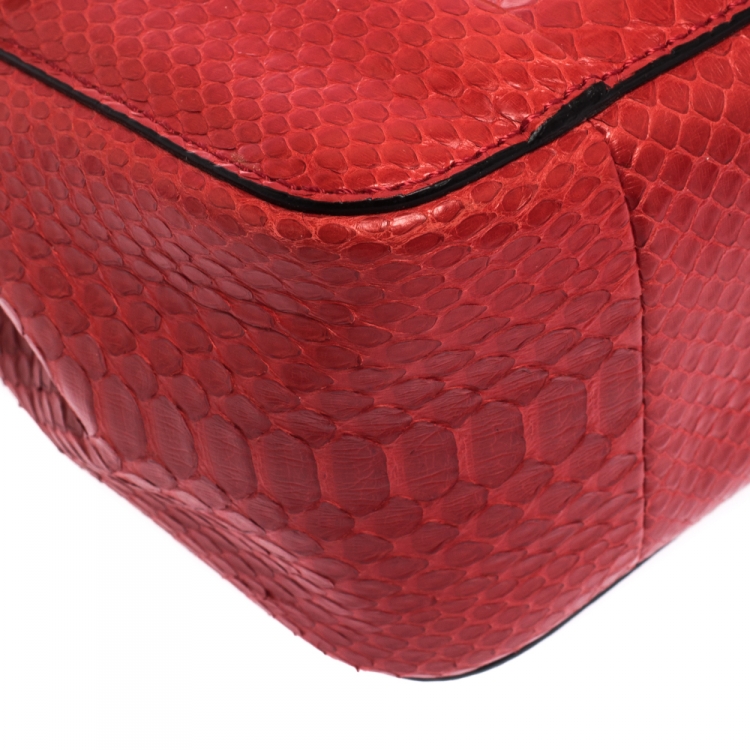 Pre Owned Chloe Red Python Small Elsie Shoulder Bag