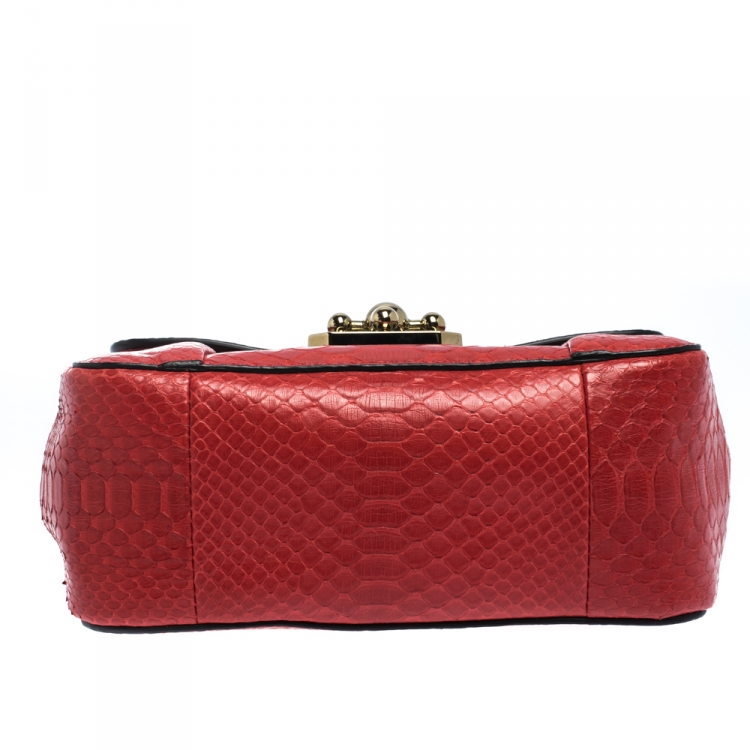 Pre Owned Chloe Red Python Small Elsie Shoulder Bag