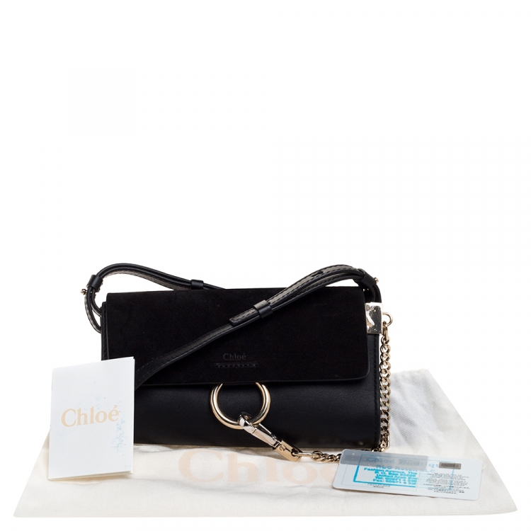 Pre Owned Chloe Black Leather and Suede Mini Faye Shoulder Bag