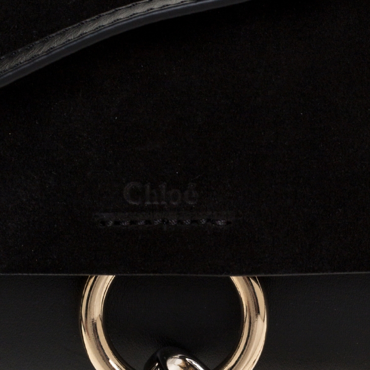 Pre Owned Chloe Black Leather and Suede Mini Faye Shoulder Bag