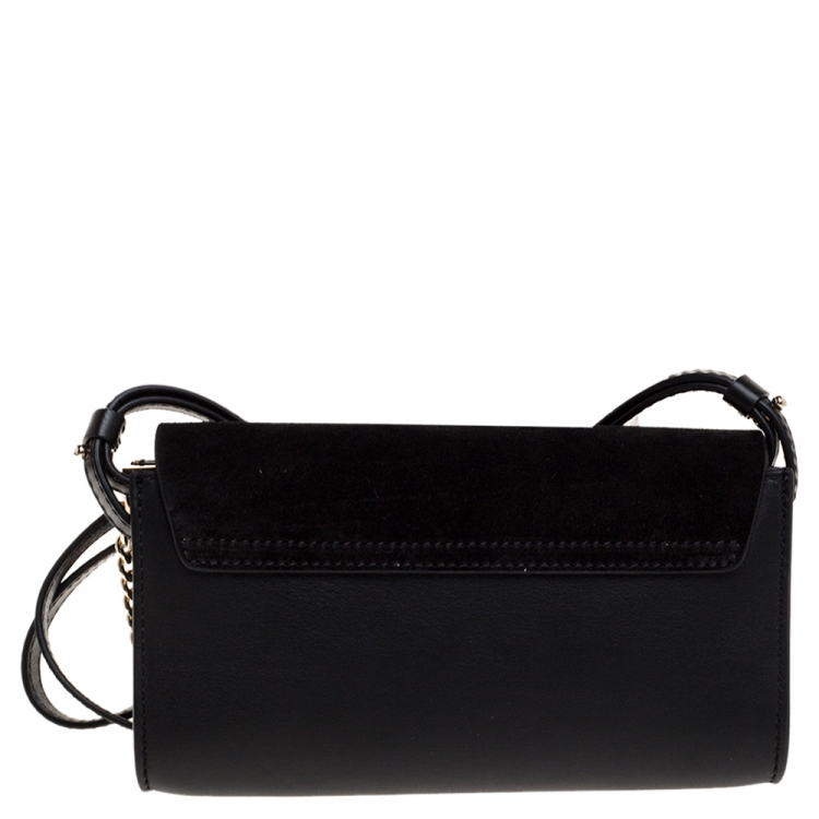Pre Owned Chloe Black Leather and Suede Mini Faye Shoulder Bag
