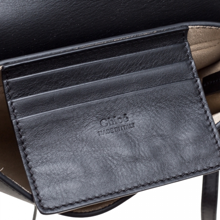 Pre Owned Chloe Black Leather and Suede Mini Faye Shoulder Bag