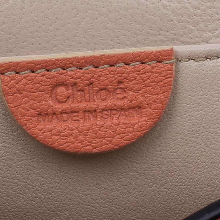 Pre Owned Chloe Peach Leather Mini Elsie Crossbody Bag