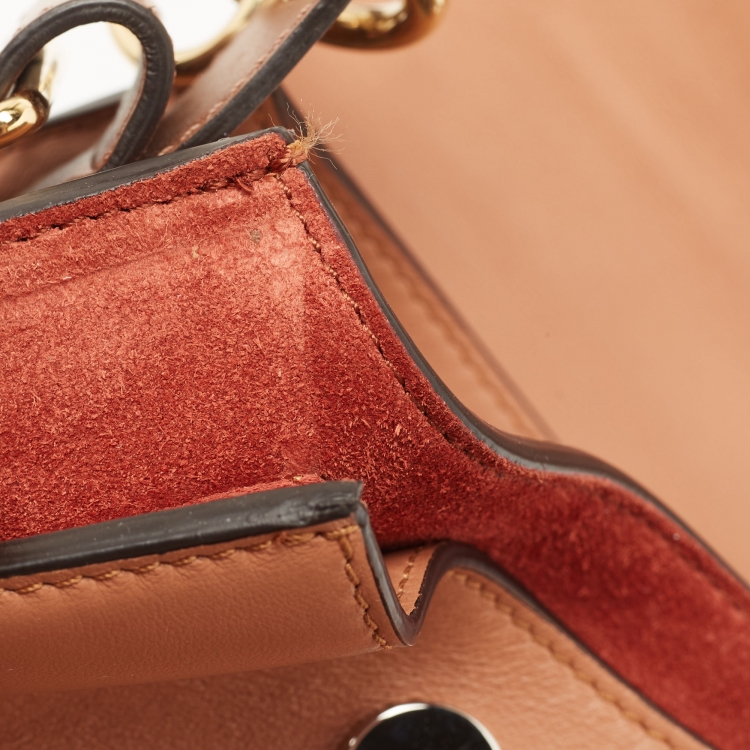 Pre Owned Chloe Tri Color Croc Embossed, Suede and Leather Small Tess Shoulder Bag