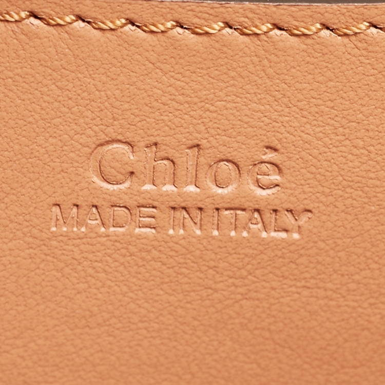 Pre Owned Chloe Tri Color Croc Embossed, Suede and Leather Small Tess Shoulder Bag