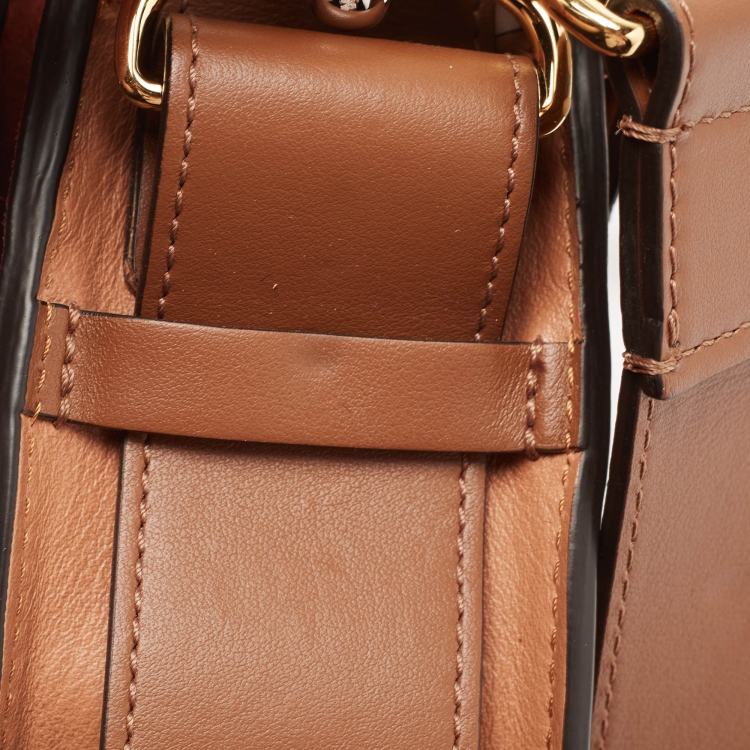 Pre Owned Chloe Tri Color Croc Embossed, Suede and Leather Small Tess Shoulder Bag