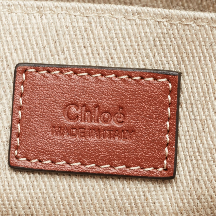 Pre Owned Chloe Beige/Brown Canvas and Leather Large Woody Tote