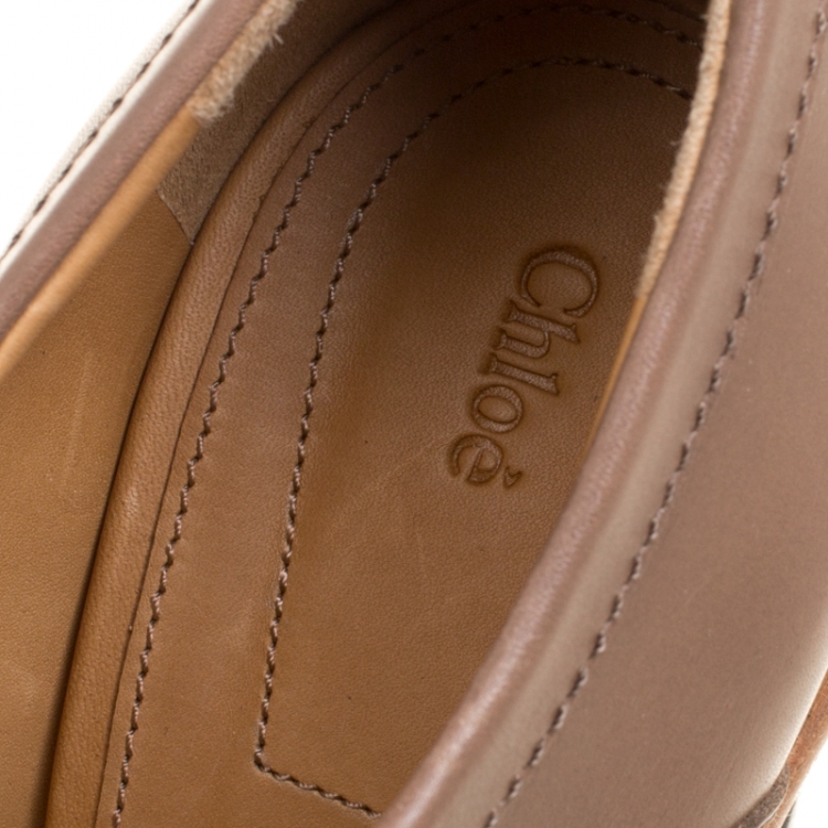 مملوكة مسبقًا Chloe Brown Leather Lace Up Ankle Boots Size 39