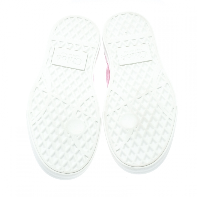 مملوكة مسبقًا Chloe Light Pink Suede Ivy Scallop Slip On Sneakers Size 36