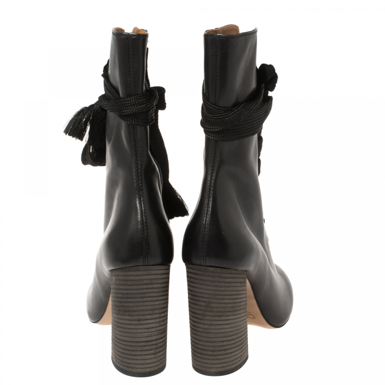 Pre Owned Chloe Black Leather Harper Mid Calf Boots Size 41