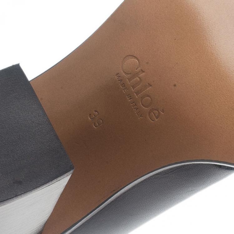 Pre Owned Chloe Black Leather Studded Sandals Size 39