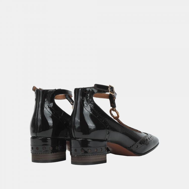 Pre Owned Chloe Dark Brown Patent Leather Pumps 37