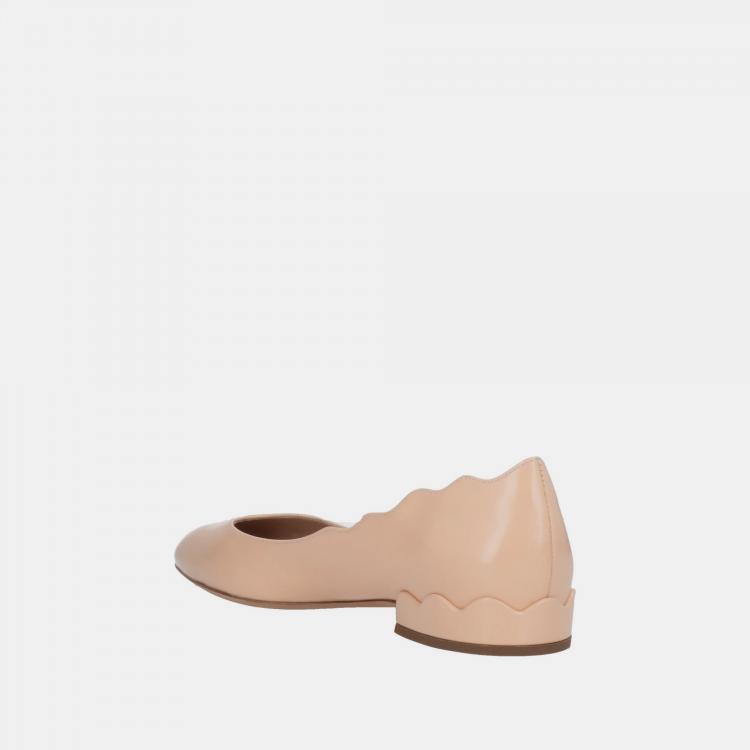 Pre Owned Chloe Peach Pink Patent Leather Ballet Flats 39