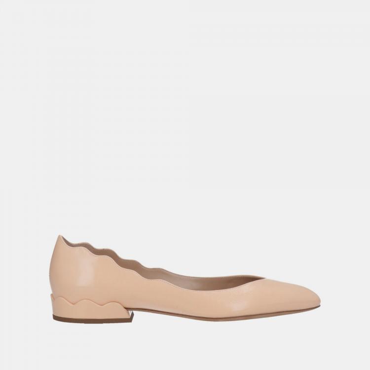Pre Owned Chloe Peach Pink Patent Leather Ballet Flats 39