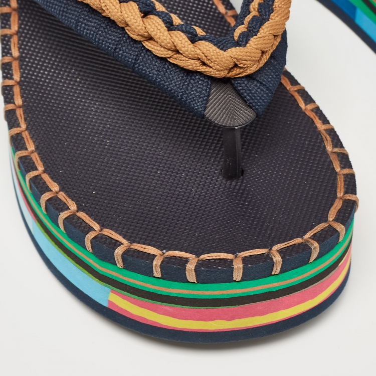 مملوكة مسبقًا Chloe Multicolor Knit Fabric Lou Thong  Sandals Size 37