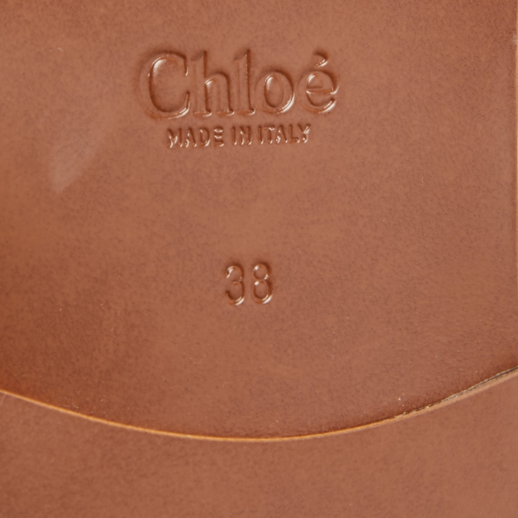 Pre Owned Chloe Brown Leather C Logo Loafers Size 38
