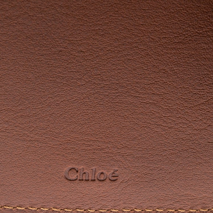 Pre Owned Chloe Brown Leather Passport Holder