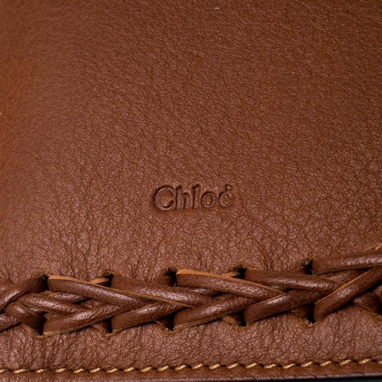 Pre Owned Chloe Brown Leather Passport Holder