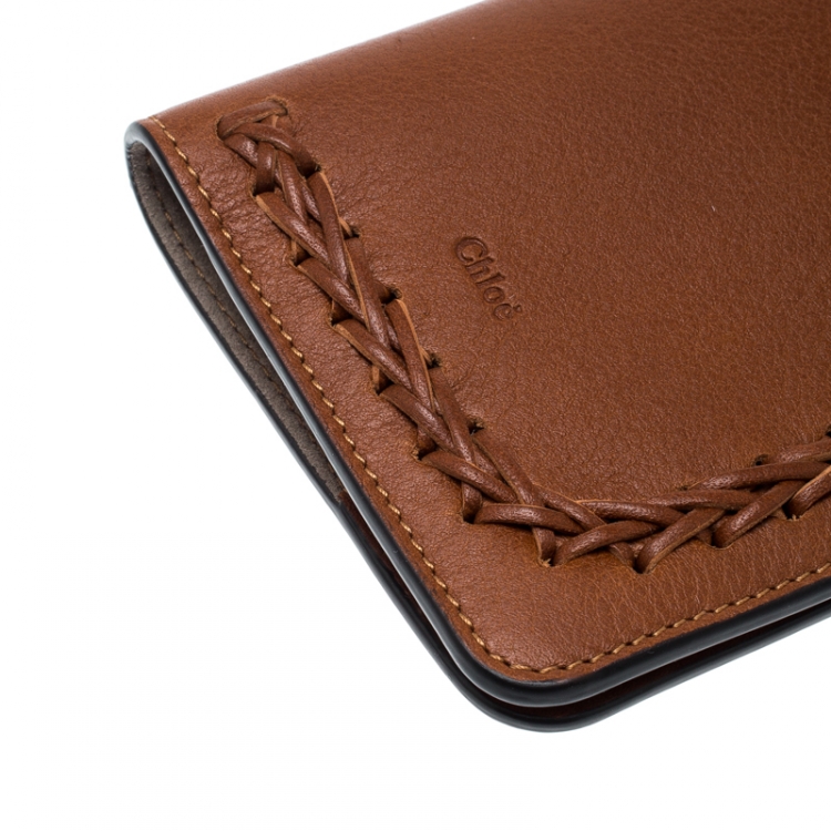 Pre Owned Chloe Brown Leather Passport Holder