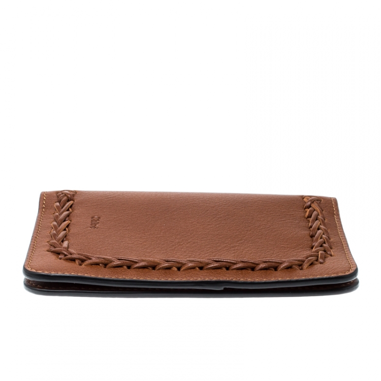 Pre Owned Chloe Brown Leather Passport Holder
