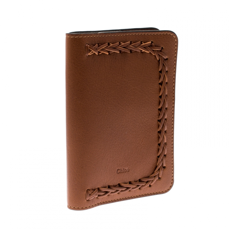 Pre Owned Chloe Brown Leather Passport Holder