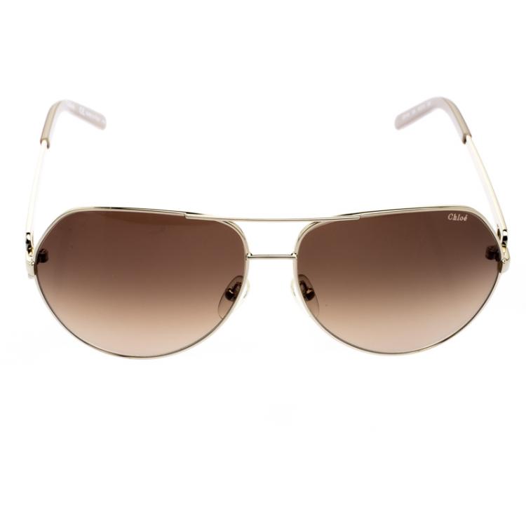 Pre Owned Chloé Brown CE111S Aviator Sunglasses