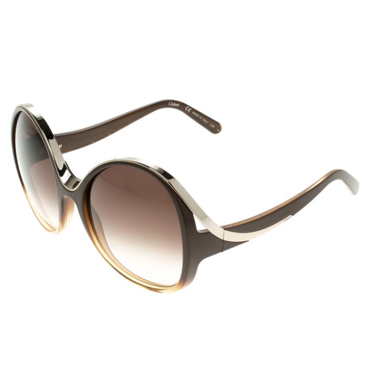 Pre Owned Chloe Brown CE713S Round Sunglasses