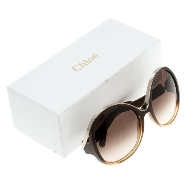 Pre Owned Chloe Brown CE713S Round Sunglasses
