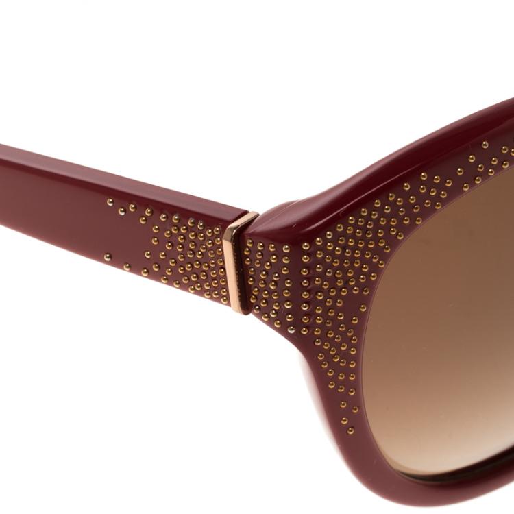 Pre Owned Chloe Brown/Red CE627S Cat Eye Sunglasses
