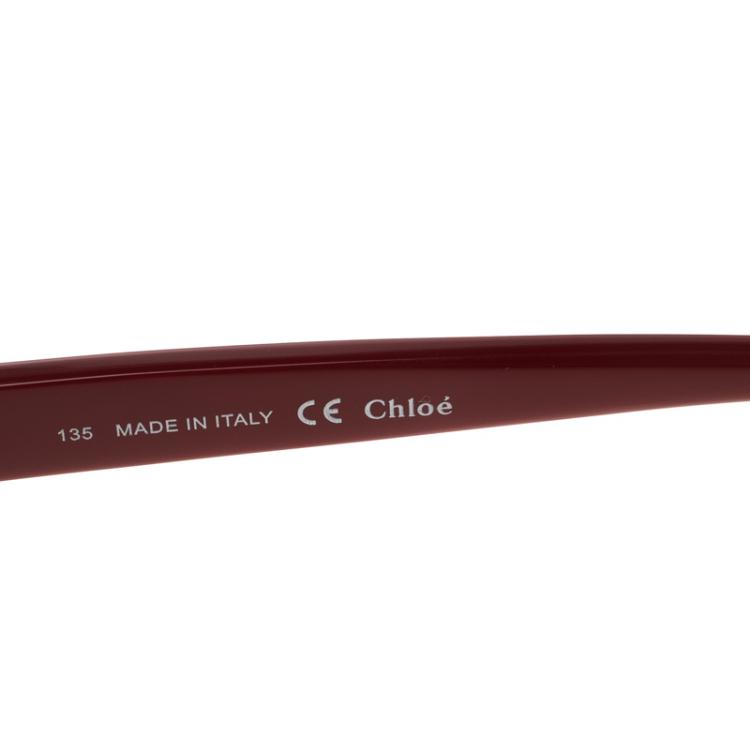 Pre Owned Chloe Brown/Red CE627S Cat Eye Sunglasses