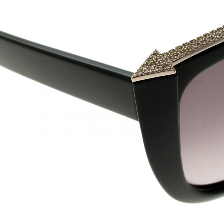 Pre Owned Chloe Black CE659SR Dallia Embellished Oversize Sunglasses
