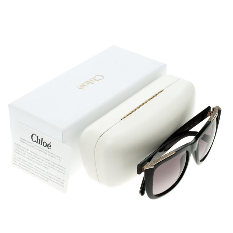 Pre Owned Chloe Black CE659SR Dallia Embellished Oversize Sunglasses
