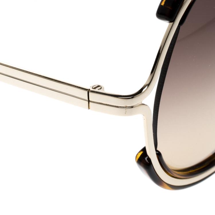 Pre Owned Chloe Brown Havana CE 708S Round Sunglasses