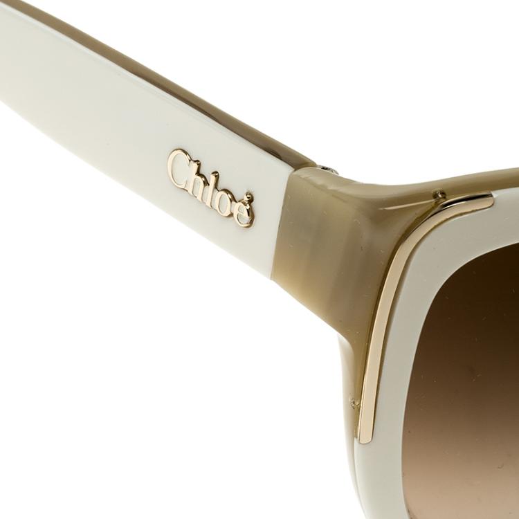 Pre Owned Chloe White/Brown CE602S-275 Cat Eye Sunglasses 